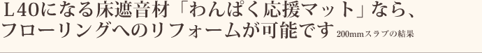 Ｌ40になる床遮音材「わんぱく応援マット」なら、フローリングへのリフォームが可能です