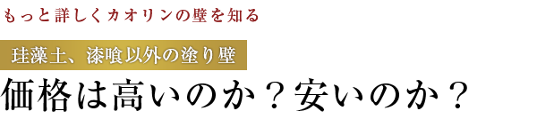 【もっと詳しくカオリンの壁を知る】珪藻土、漆喰以外の塗り壁：価格は高いのか？安いのか？